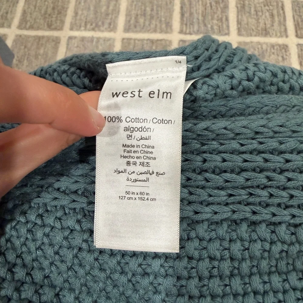 West Elm Blue/Teal Knit Throw Blanket
